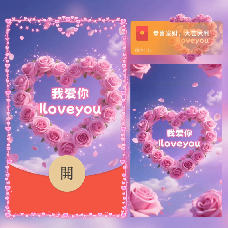 【红包封面】我爱你粉色爱心