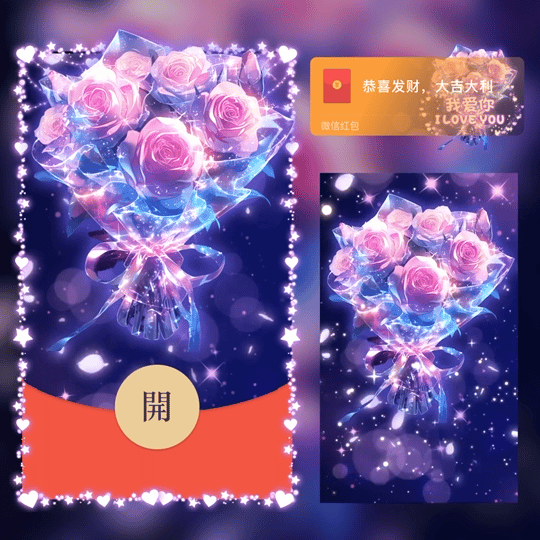 【红包封面】水晶花束我爱你