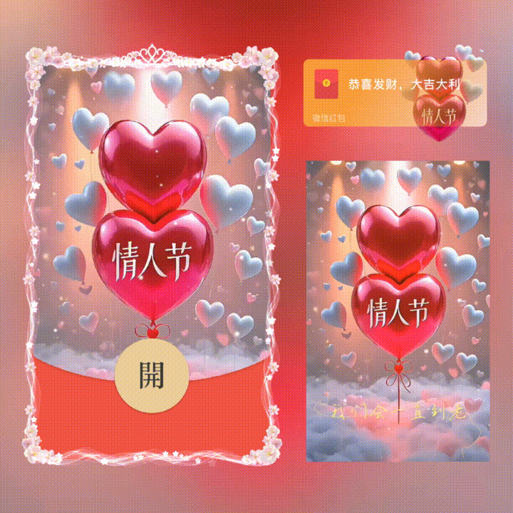 【红包封面】情人节快乐-心/xn