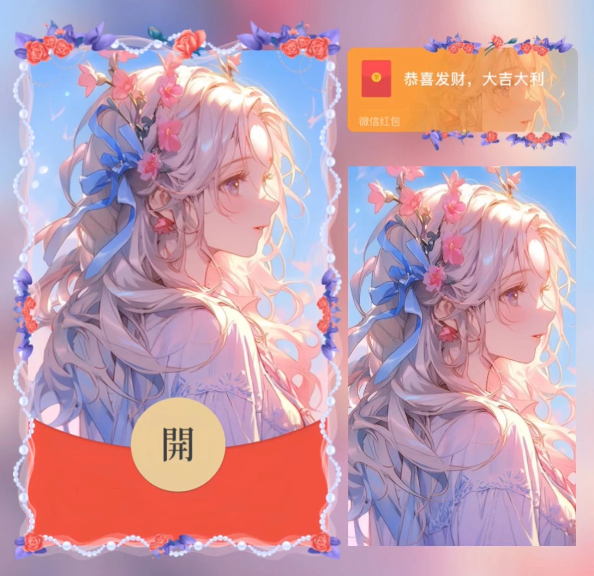 【红包封面】桃花情侣.女