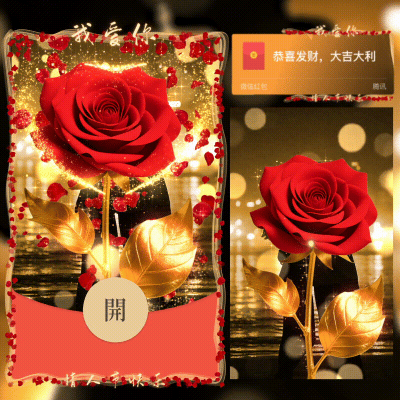 【红包封面】红色玫瑰我爱你/新版动态