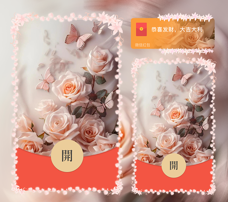 【红包封面】蝴蝶玫瑰/la