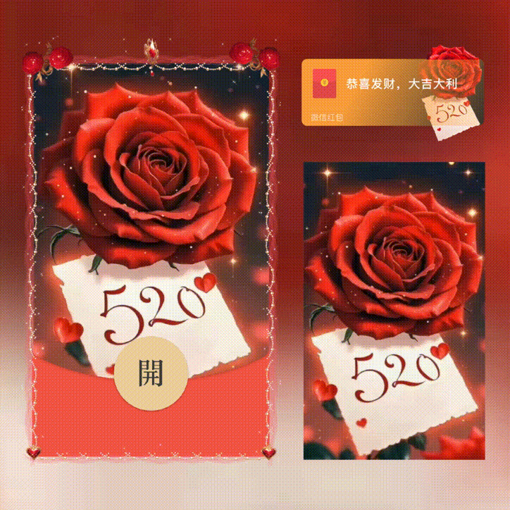 【红包封面】520告白玫瑰/新版动态/xn
