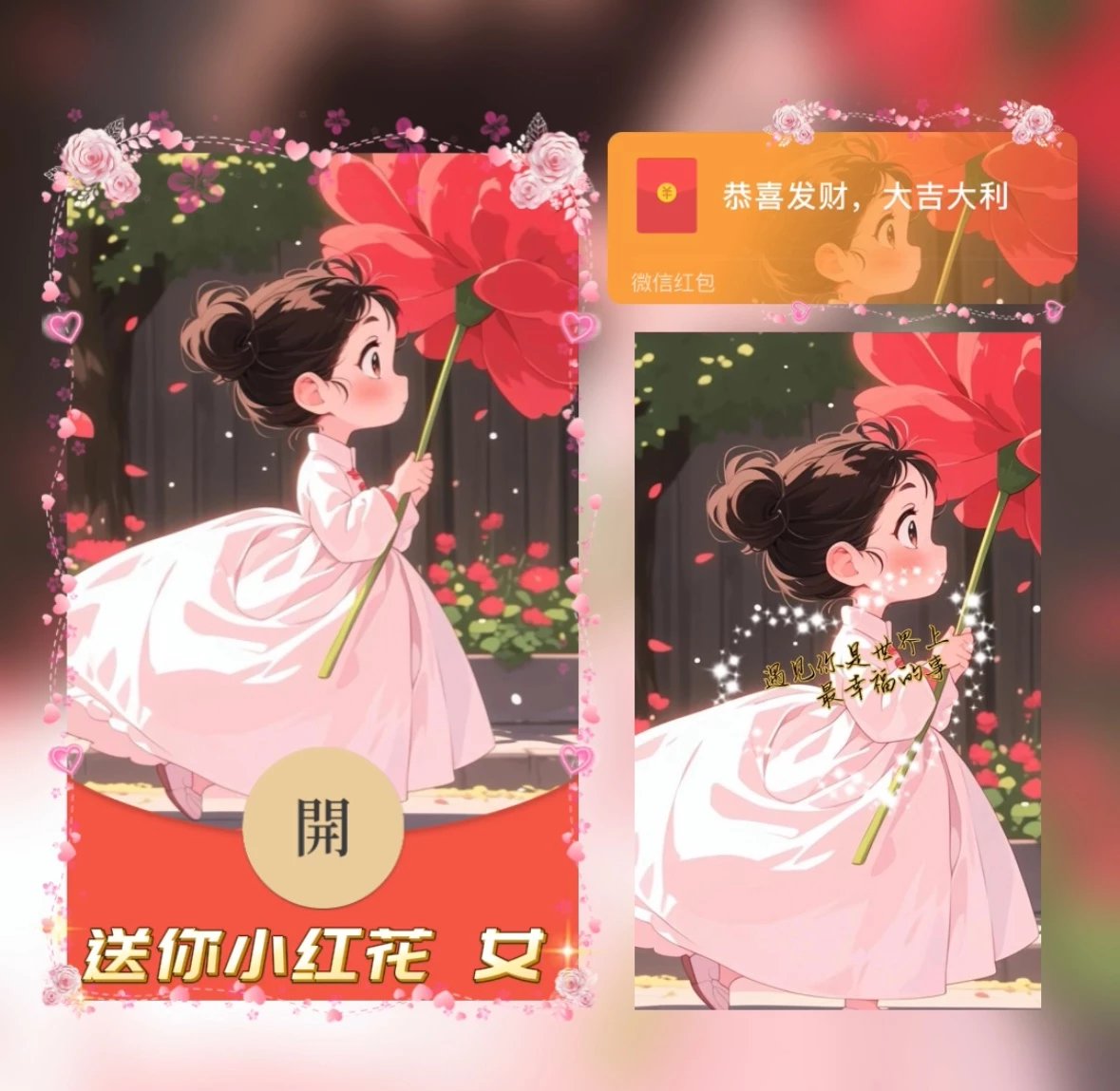 【红包封面】送你小红花  女/异形动态