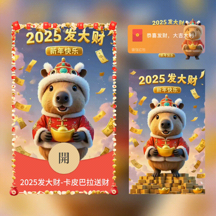 【红包封面】xn2025发大财-卡皮巴拉送财/新版异形动态
