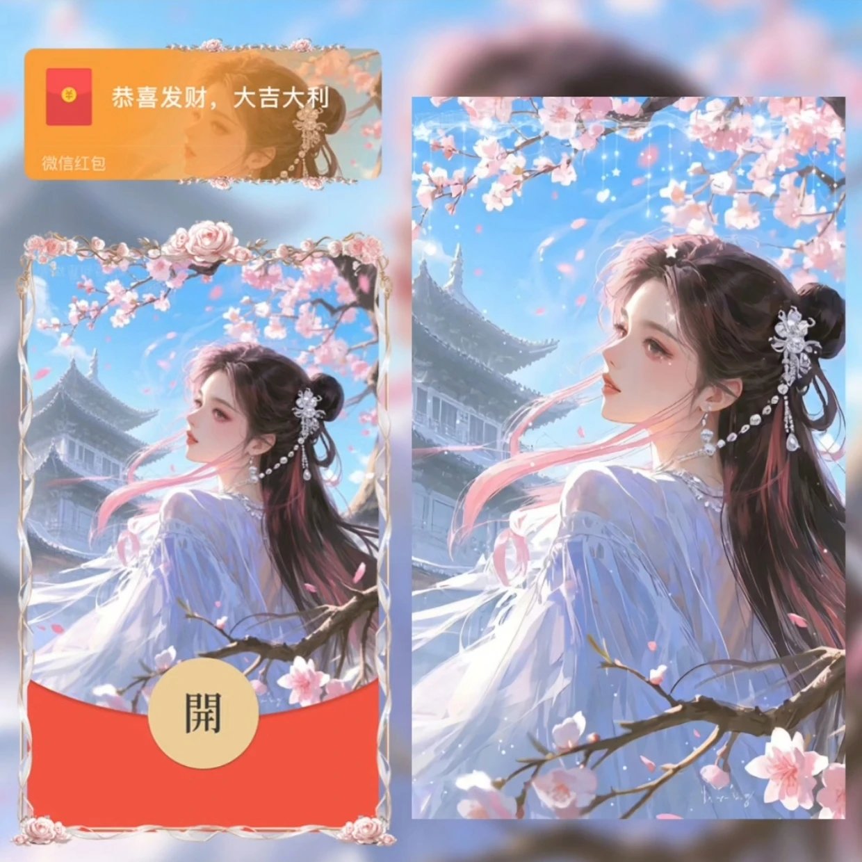 【红包封面】桃花女孩/sq