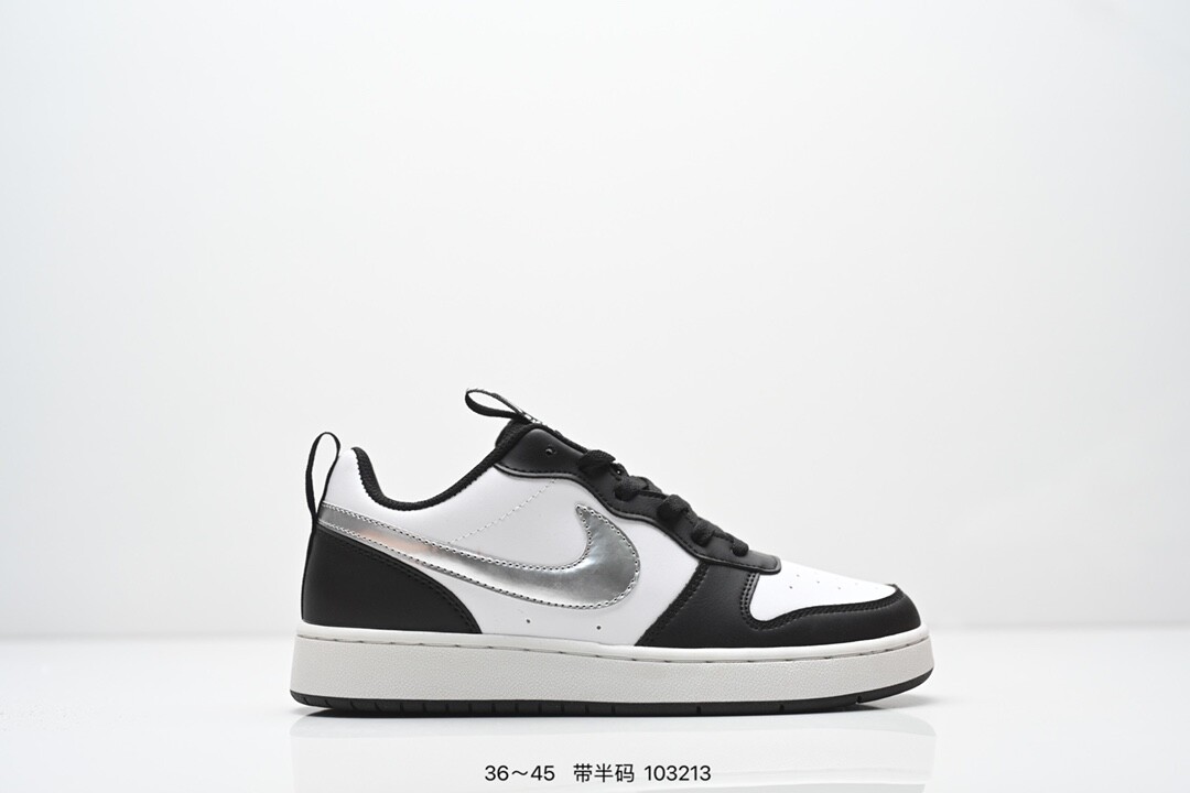 真标 带半码  耐克Nike Court Borough   低帮百搭透气休闲运动板鞋，经典耐用的设计，兼顾舒适脚感和出众风范，演绎匠心之作。结构性的支撑贴合感结合复古篮球设计，塑就场外全明星风范 货号:BQ5448 109 编码：103213尺码：看图所示
