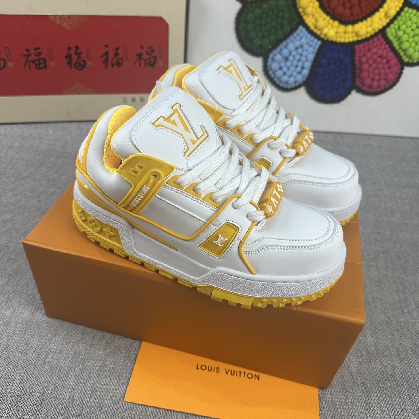  高品质 LV Trainer Maxi 大胖丁厚底 升级款 男女款码数36-44 黄白