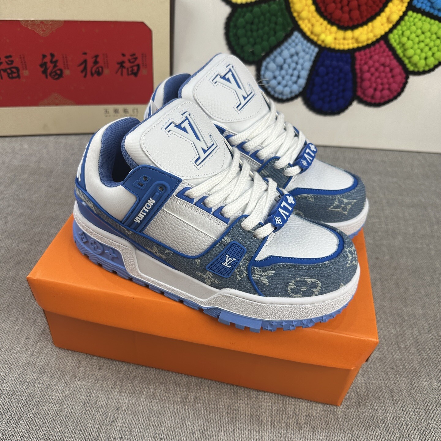  高品质 LV Trainer Maxi 大胖丁厚底 升级款 男女款码数36-44 牛仔蓝