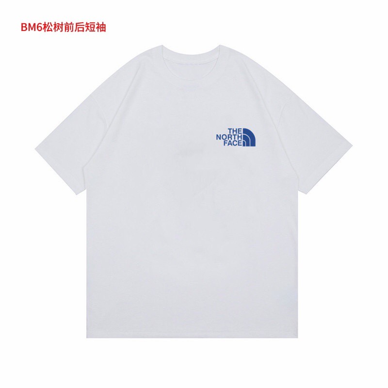BM6松树前后短袖THE NORTH FACE北面雪山森林限定蓝标纯棉短袖男女同款宽松夏季高品质休闲百搭潮流时尚T恤上衣颜色：黑色 白色尺码：M-4xl