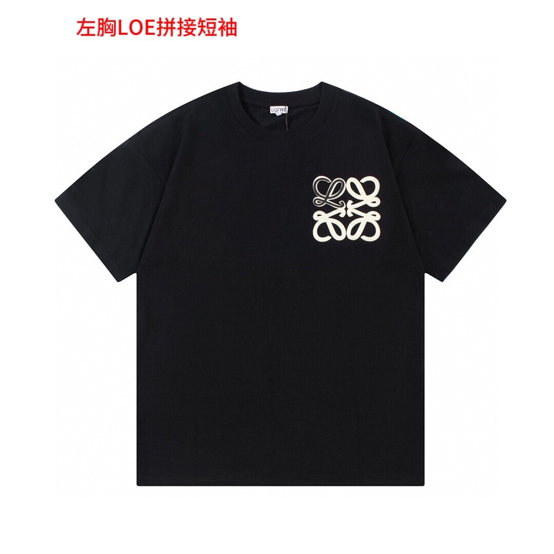 左胸LOE拼接短袖品质保证男女同款 情侣款 