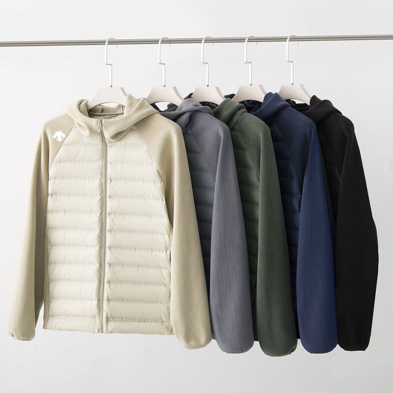 【白鸭绒】DESCENTE迪桑特25秋冬新款！男士户外运动休闲经B1319典百搭拼接连帽羽绒服！90鸭绒秋冬新款迪家同款摇粒绒拼接连帽羽绒服！90%新国标白