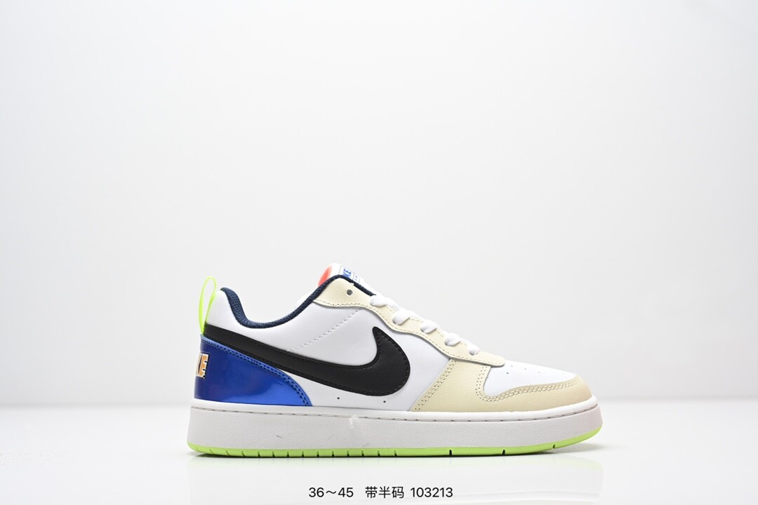 真标 带半码  耐克Nike Court Borough   低帮百搭透气休闲运动板鞋，经典耐用的设计，兼顾舒适脚感和出众风范，演绎匠心之作。结构性的支撑贴合感结合复古篮球设计，塑就场外全明星风范 货号:BQ5448 109 编码：103213尺码：看图所示
