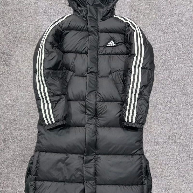 阿迪爆款体育生长长款过膝冬季防风超厚加厚羽绒棉服保暖棉袄男女外套