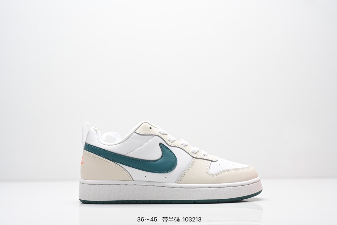 真标 带半码  耐克Nike Court Borough   低帮百搭透气休闲运动板鞋，经典耐用的设计，兼顾舒适脚感和出众风范，演绎匠心之作。结构性的支撑贴合感结合复古篮球设计，塑就场外全明星风范 货号:BQ5448 109 编码：103213尺码：看图所示