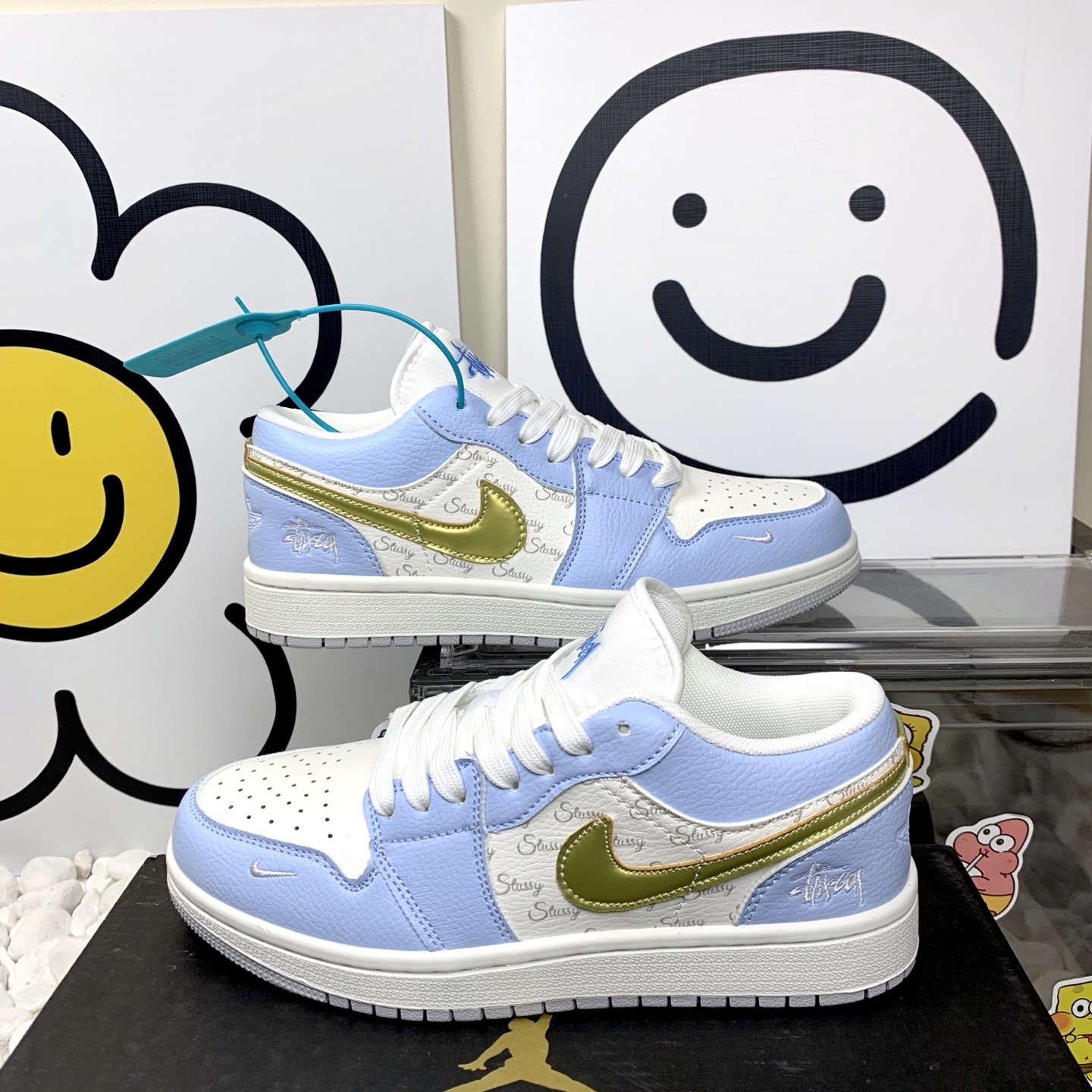   AJ Jordan Air Jordan 1 Low 耐磨防滑 AJ低帮蓝金 复古板鞋 36-44码！N1
