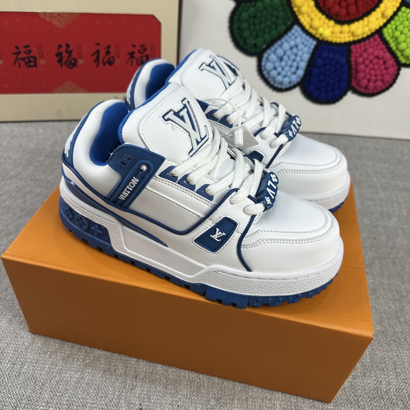  高品质 LV Trainer Maxi 大胖丁厚底 升级款 男女款码数36-44 白蓝