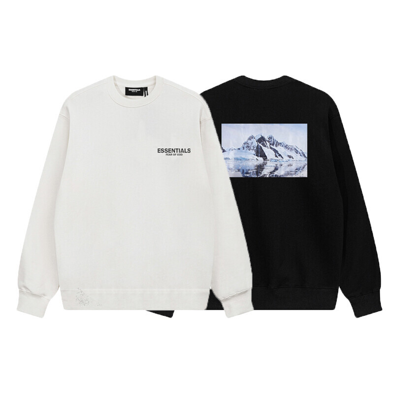  纯棉华棉350克FEAR OF GOD复线Essentials限定雪山毛圈圆领卫衣 白色 黑色