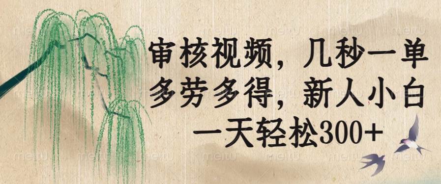 审核视频，几秒一单，多劳多得，新人小白一天轻松300+-小千网络