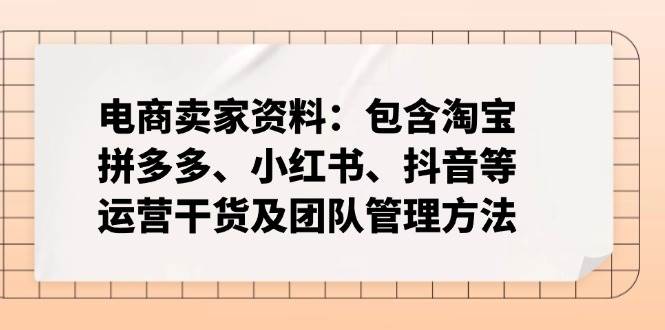 电商卖家资料：包含淘宝、拼多多、小红书、抖音等运营干货及团队管理方法（168G课程）