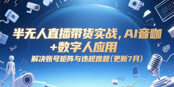 半无人直播带货实战，AI音咖+数字人应用，解决账号矩阵与违规难题(更新7月)