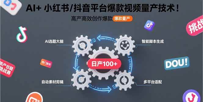 AI+小红书/抖音平台爆款视频量产技术：高产高效创作爆款视频