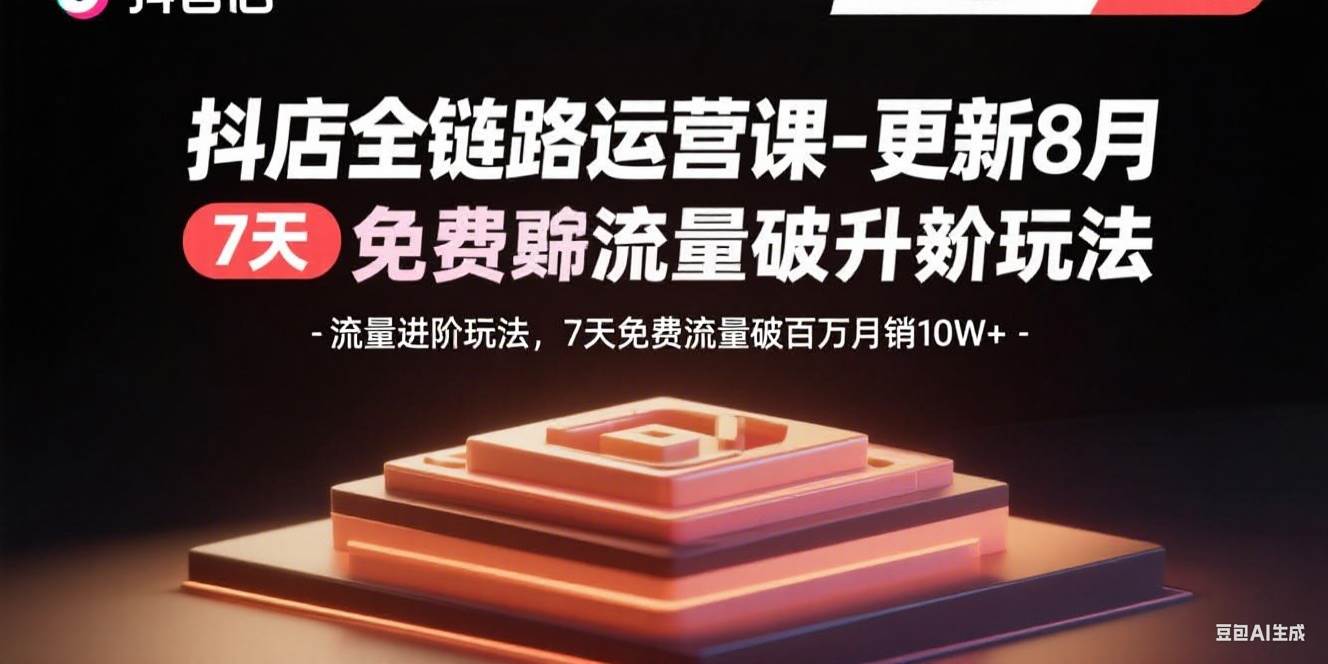 抖店全链路运营课：流量进阶玩法，7天免费流量破百万月销10W+