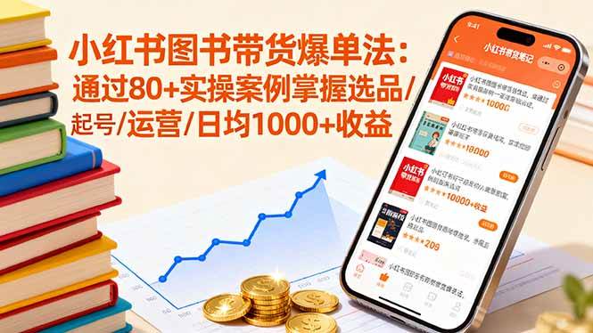 小红书图书带货爆单法：通过80+实操案例掌握选品/起号/运营，日均1000+收益