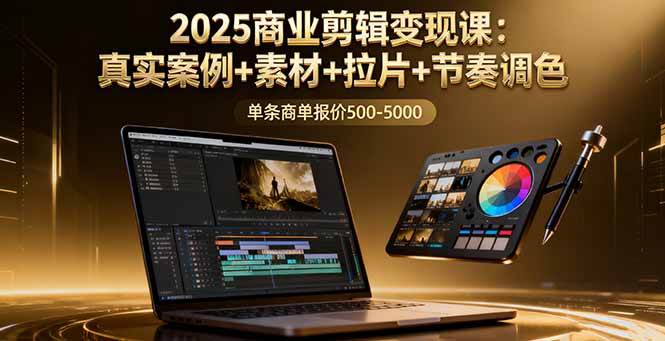 2025商业剪辑变现课：真实案例+素材+拉片+节奏调色，单条商单报价500~5000