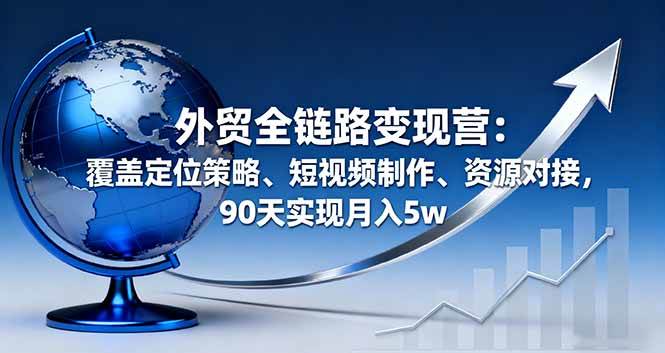 外贸全链路变现营：覆盖定位策略、短视频制作、资源对接，90天实现月入5w+