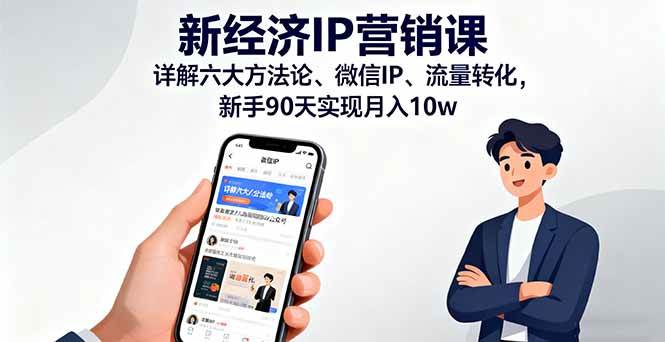 新经济IP营销课：详解六大方法论、微信IP、流量转化，新手90天实现月入10w+