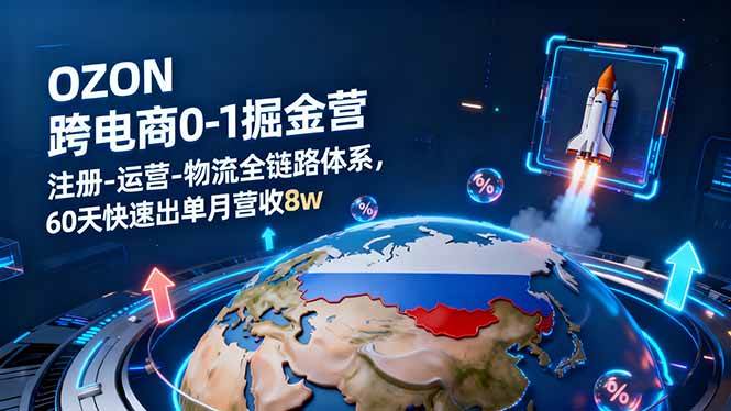 OZON跨境电商0-1掘金营：注册-运营-物流全链路体系，60天快速出单月营收8w+