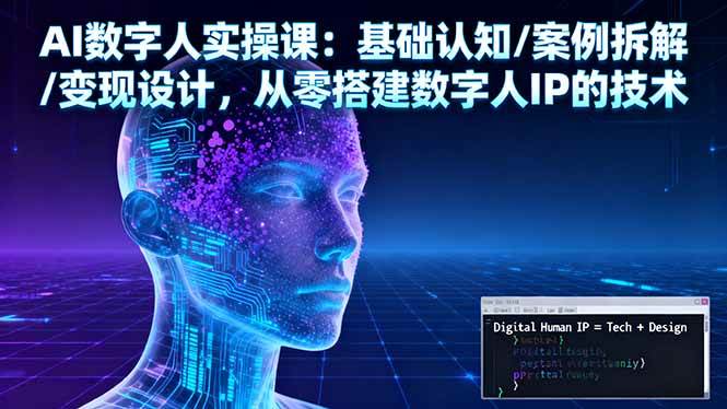 AI数字人实操课：基础认知/案例拆解/变现设计，从零搭建数字人IP的技术
