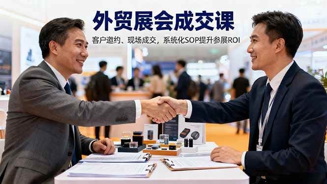 外贸展会成交课，含目标制定、客户邀约、现场成交，系统化SOP提升参展ROI