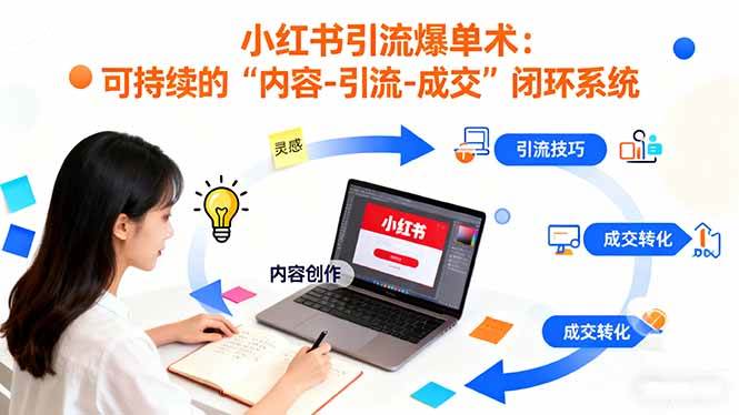 小红书引流爆单术：构建一套低成本，可持续的“内容-引流-成交”闭环系统
