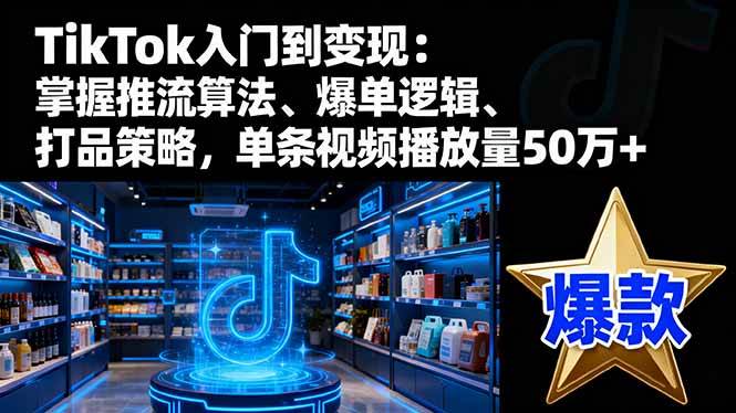 TikTok入门到变现：掌握推流算法、爆单逻辑、打品策略，单条视频播放量50w+