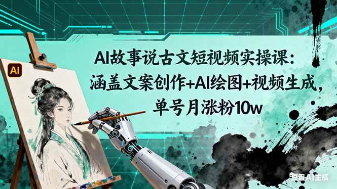 AI故事说古文短视频实操课：涵盖文案创作+AI绘图+视频生成，单号月涨粉10w+