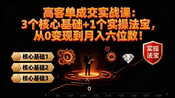 高客单成交实战课：3个核心基础+1个实操法宝，从0变现到月入六位数