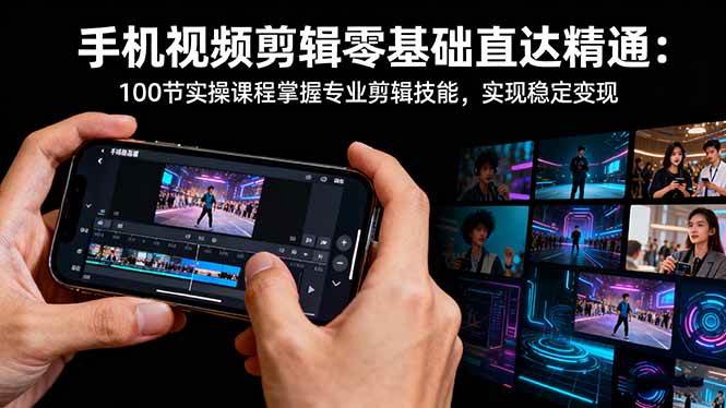 手机视频剪辑零基础直达精通：100节实操课程掌握专业剪辑技能，实现稳定变现