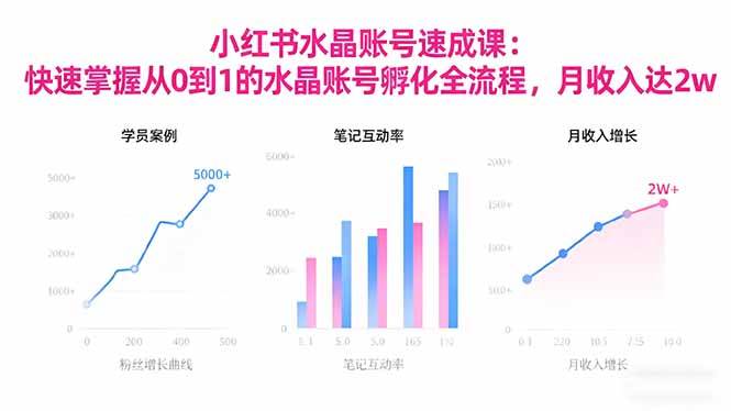 2025小红书水晶账号速成课：快速掌握从0-1水晶账号孵化全流程，月收入达2w+