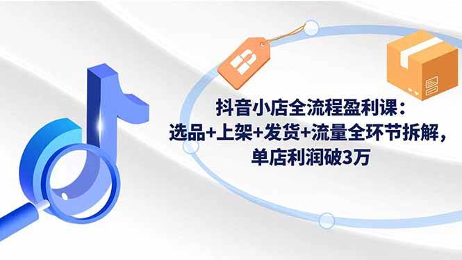 抖音小店全流程盈利课：选品+上架+发货+流量全环节拆解，单店利润破3万+
