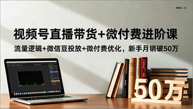 视频号直播带货+微付费进阶课：流量逻辑+微信豆投放+微付费优化，新手月销破50万+
