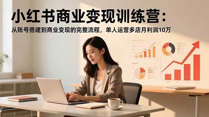 小红书商业变现训练营：从账号搭建到商业变现的完整流程，单人运营多店月利润10万+