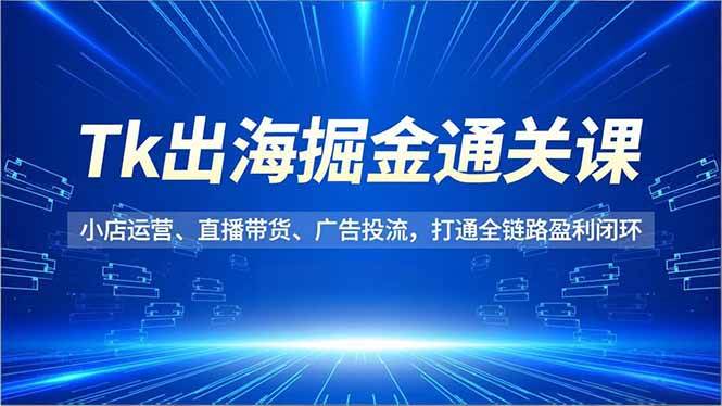 Tk出海掘金通关课，小店运营、直播带货、广告投流，打通全链路盈利闭环