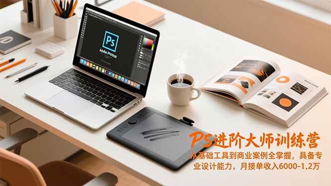 PS进阶大师训练营，从基础工具到商业案例全掌握，具备专业设计能力，月接单收入6000~12000+