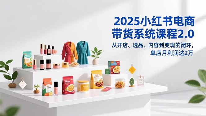 2025小红书电商带货系统课程2.0，从开店、选品、内容到变现的闭环，单店月利润达2万+