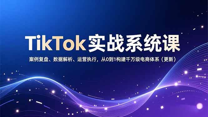 TikTok实战系统课，案例复盘、数据解析、运营执行，从0到1构建千万级电商体系（更新）