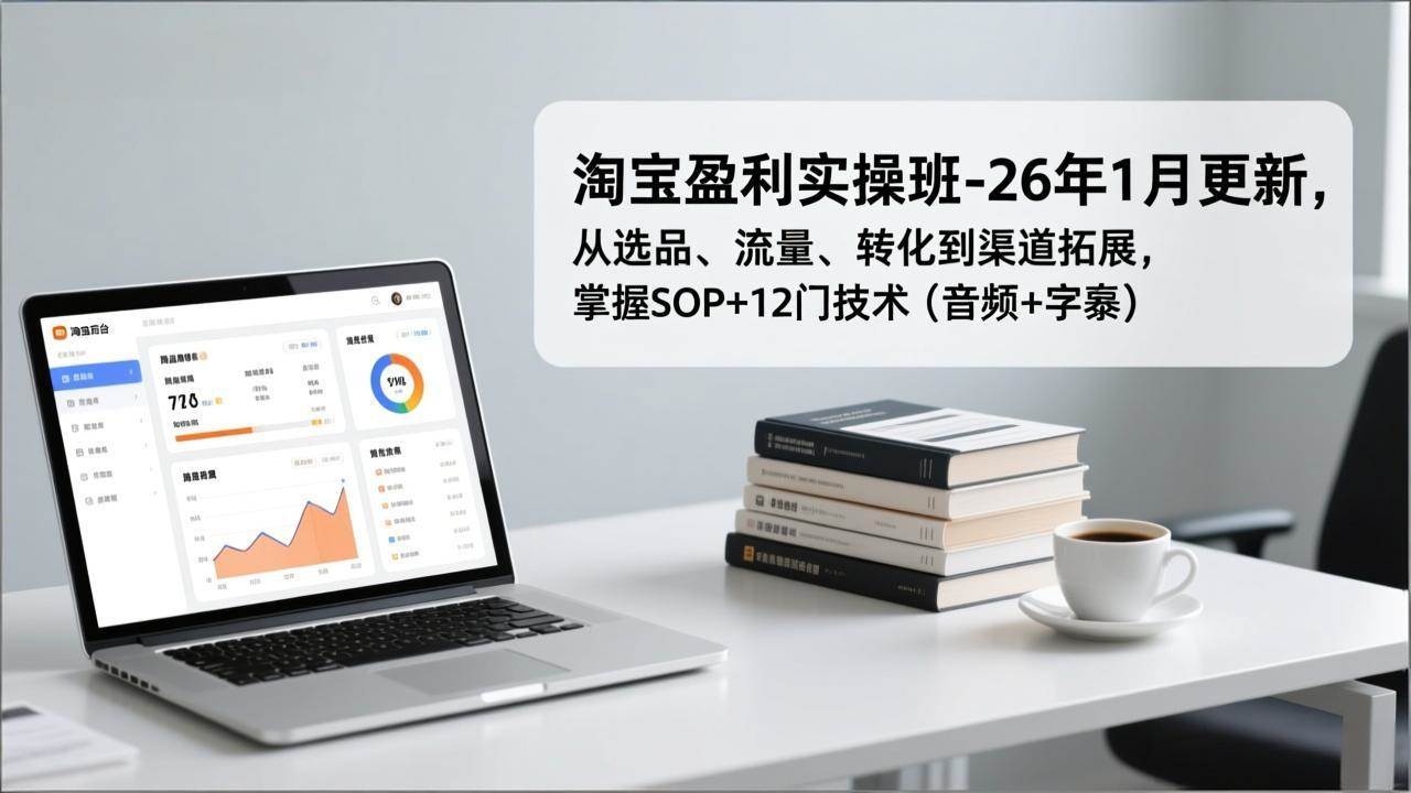 淘宝盈利实操班-26年1月更新，从选品、流量、转化到渠道拓展，掌握SOP+12门技术（音频+字幕）
