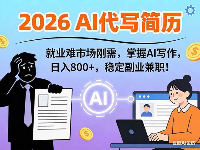 AI代写简历，超暴利，用万能模板月入1~3万实战教程，2026年市场刚需