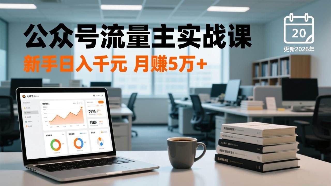 公众号流量主实战课，爆文写作、流量池运营、多平台分发，新手日入千元月赚5万+（更新2026年）